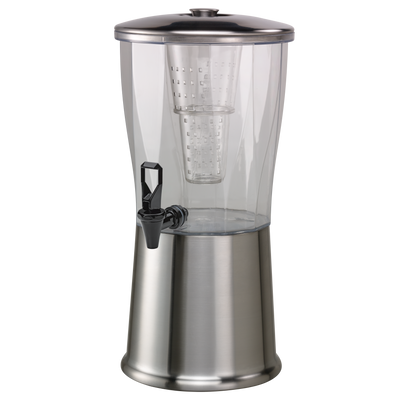 Service Ideas Essential 3-Gallon Round Cold Beverage Dispenser - Brushed Stainless and Black