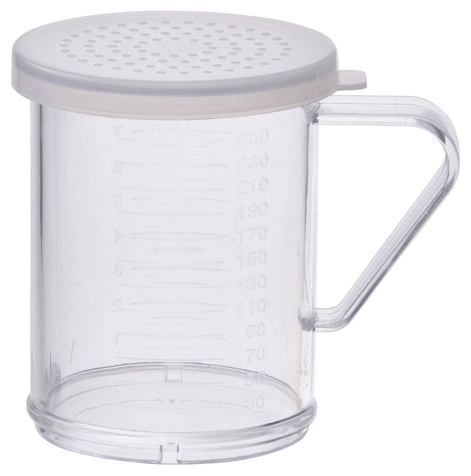 Winco PDG-10CM 10 Oz Shaker Dredge With Handle Polycarbonate Clear