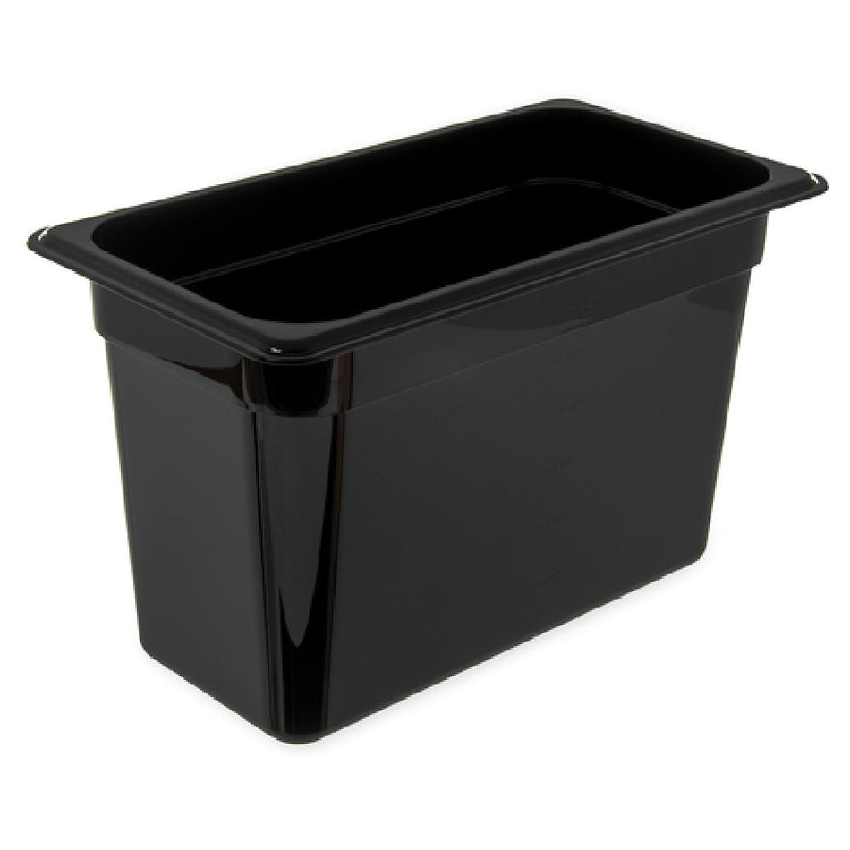 Carlisle 3066903 12-3/4 Inch Quart Food Pan Polycarbonate Black with Capacity Indicators