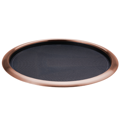 Non-Slip Removable Insert 16 in. Large Round Serving Tray in Rose Gold