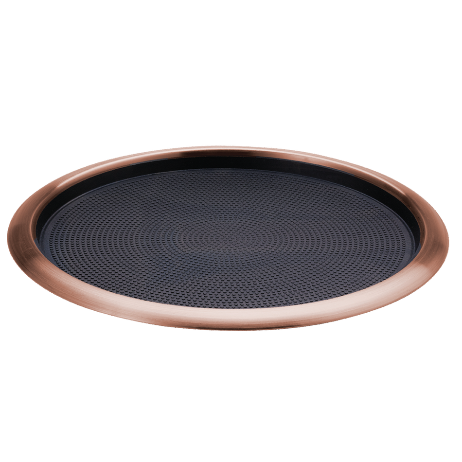 Non-Slip Removable Insert 16 in. Large Round Serving Tray in Rose Gold