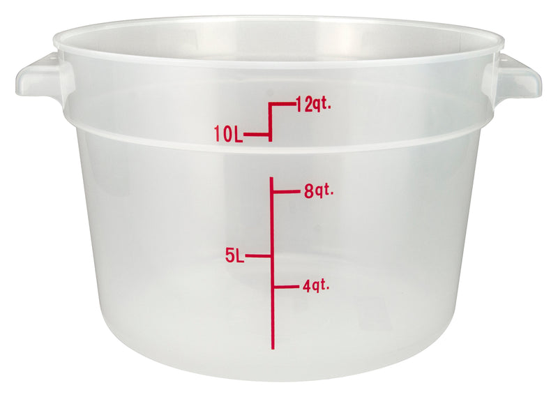 Winco PTRC-12 12 Quart Round Food Storage Container - Translucent Polypropylene Built-in Handles
