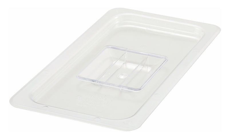 Winco SP7300S 1/3 Size Solid Food Pan Cover with Handle Clear Polycarbonate