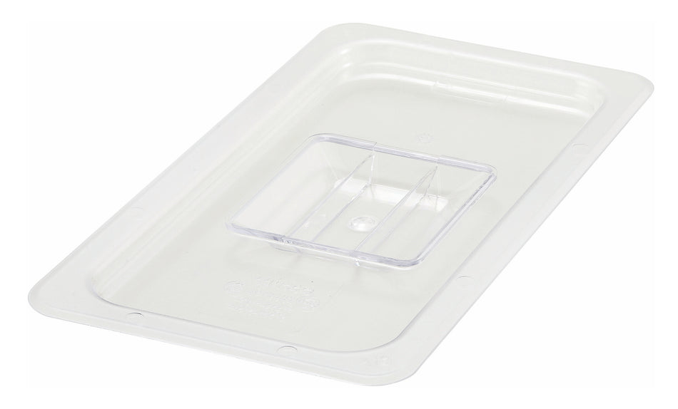 Winco SP7300S 1/3 Size Solid Food Pan Cover with Handle Clear Polycarbonate