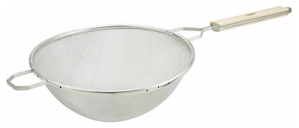 Winco MST-10S 10-1/2 Inch Diameter Mesh Strainer with Wooden Handle