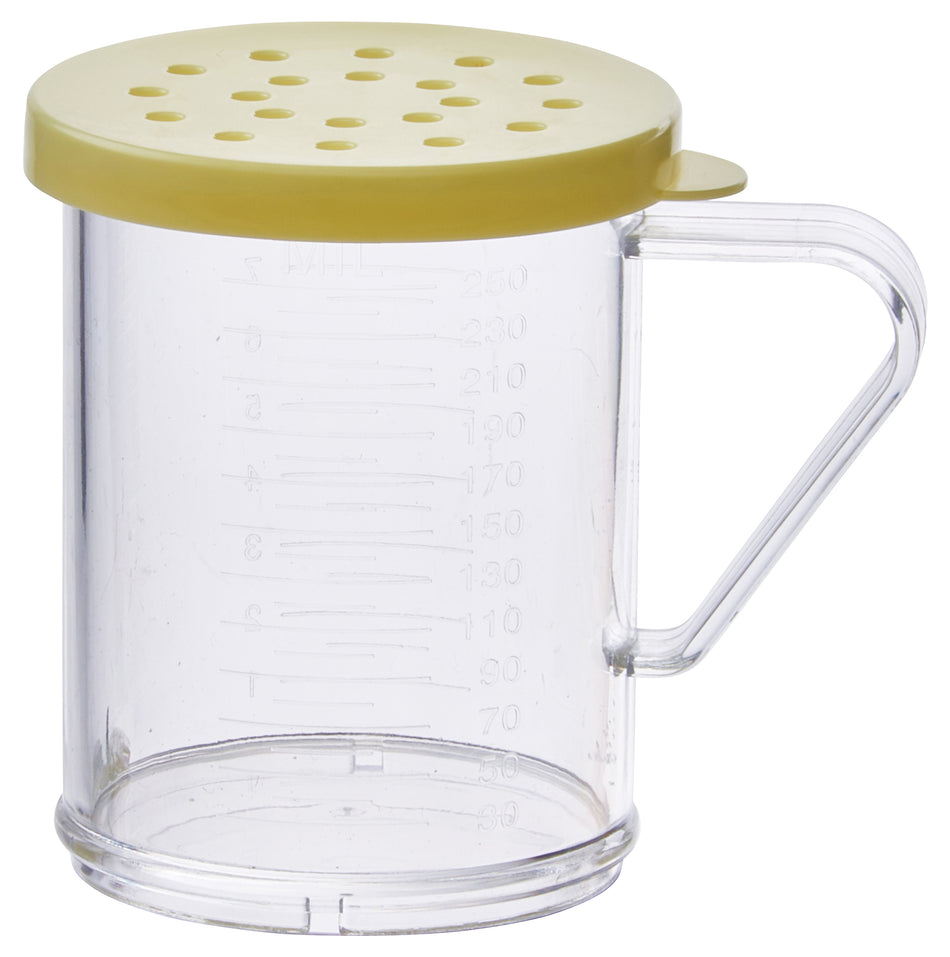 Winco PDG-10Y 10 Oz Shaker/Dredge With Handle Clear Polycarbonate Yellow Lid