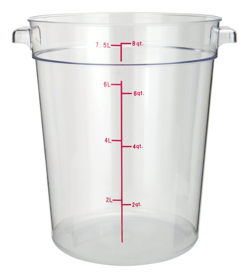 Winco PCRC-8 Round Storage Container, Clear Polycarbonate - 8 Quart