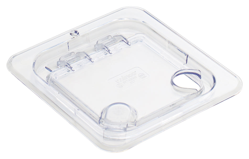 Winco SP7600H 1/6 Size Hinged Food Pan Cover Polycarbonate Clear
