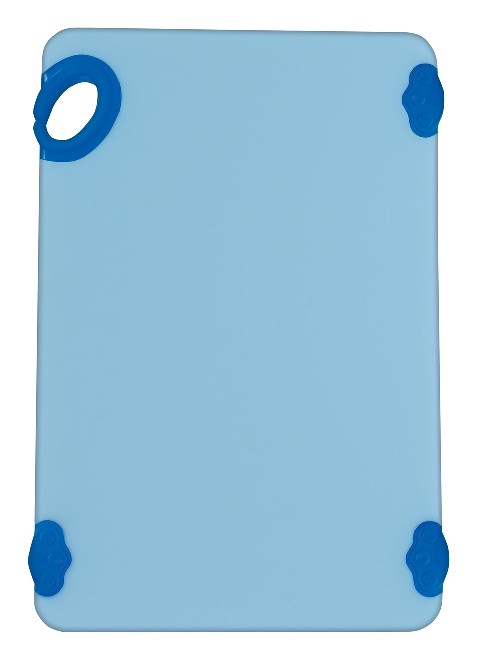 Winco CBK-1218BU 12 Inch Blue Rectangular Cutting Board with Rubber Grip Hook Co-Polymer