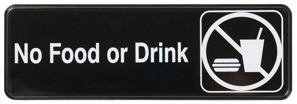 Winco SGN-333 Information Signs, 9"W x 3"H - SGN-333 - No Food or Drink