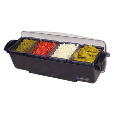 Carlisle BD4004 22 Inch Bar Condiment Holder with Dome Cover Black Plastic