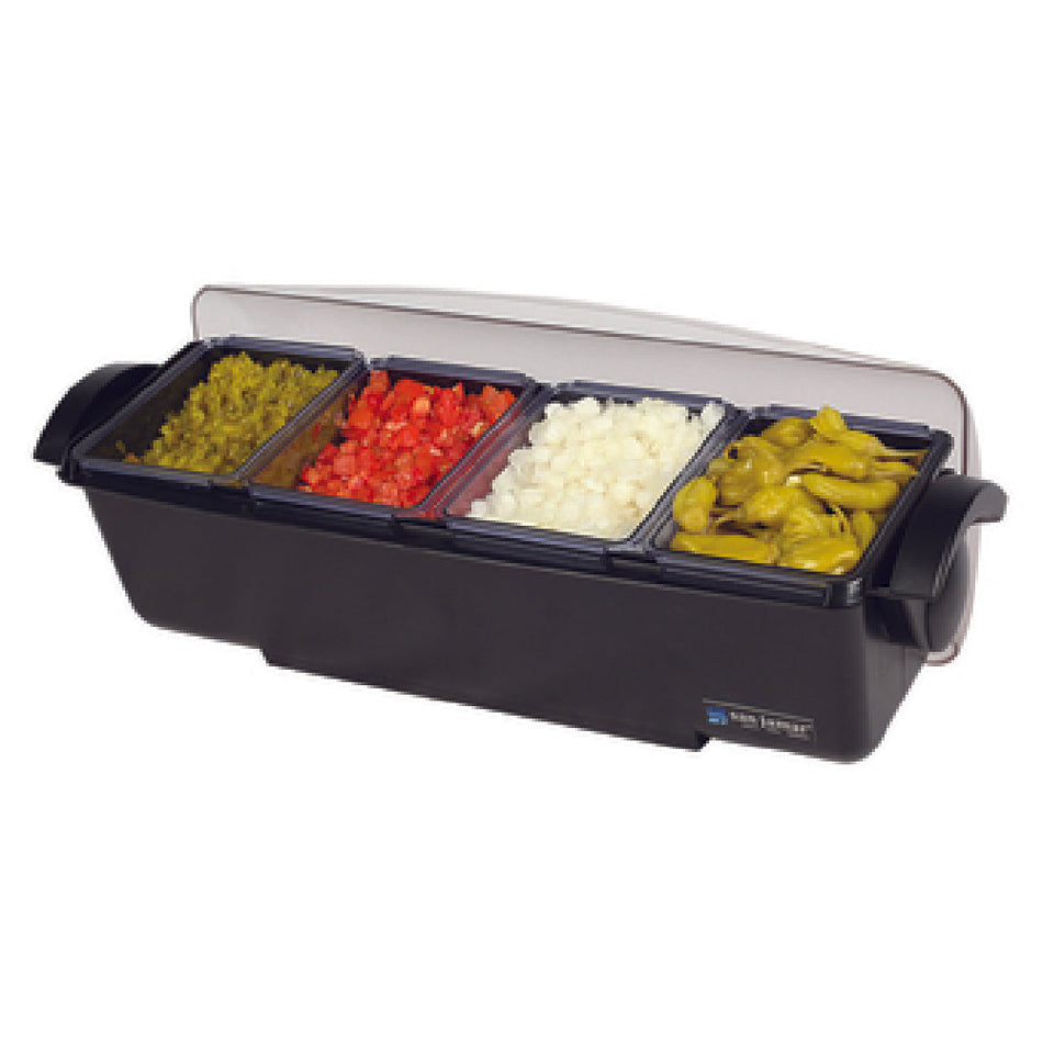 Carlisle BD4004 22 Inch Bar Condiment Holder with Dome Cover Black Plastic
