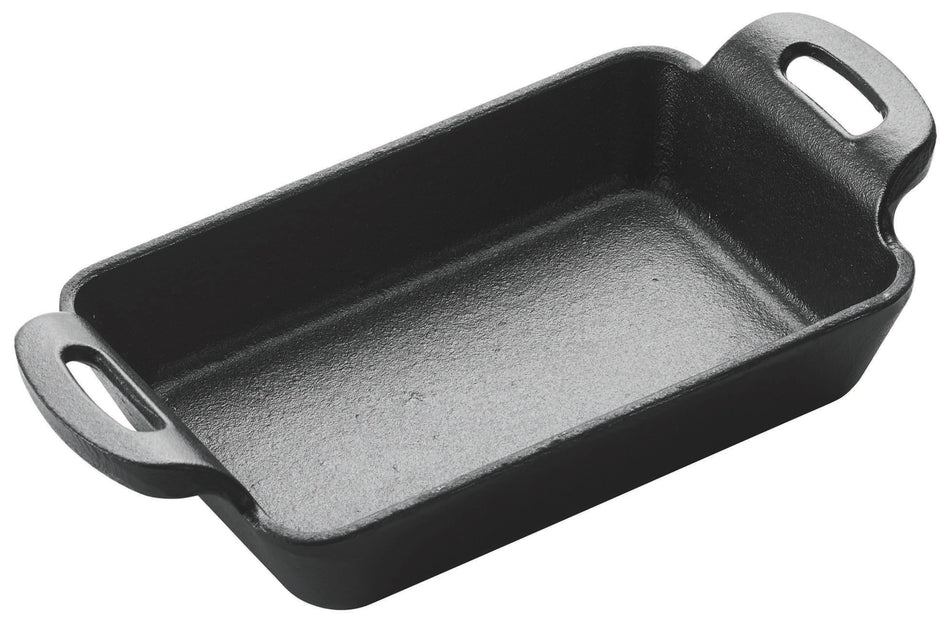 Winco CASM-5RT 10 Oz. Rectangular Mini Induction Server Cast Iron Matte Black