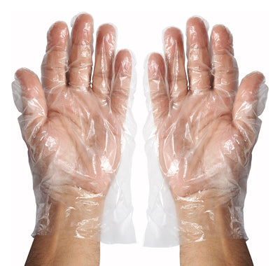 Winco GLP-M Medium Disposable Gloves Textured Polyethylene 500 Count