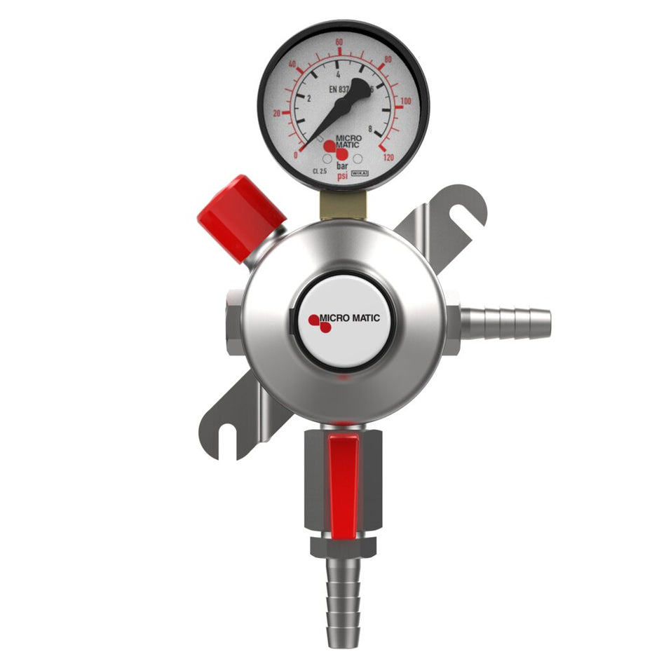 Micro Matic 9011B-PP Premium Plus Secondary CO₂ Regulator – High Pressure, Single Gauge 0–120 PSI, Wall Mount for Commercial Draft Systems