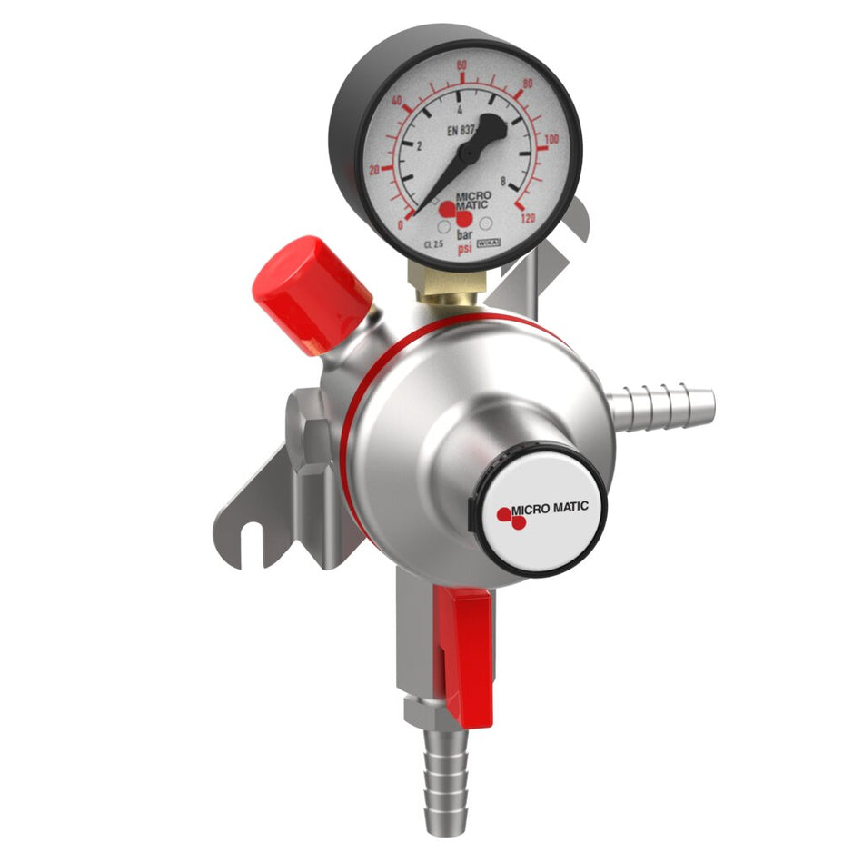 Micro Matic 9011B-PP Premium Plus Secondary CO₂ Regulator – High Pressure, Single Gauge 0–120 PSI, Wall Mount for Commercial Draft Systems
