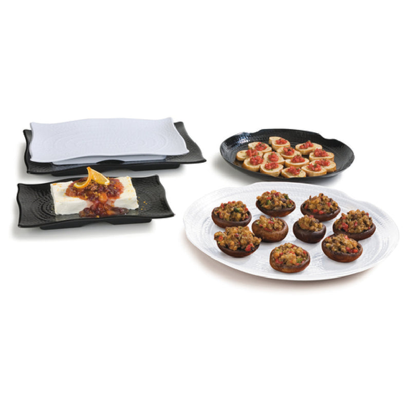 Carlisle 4452003 13 Inch Black Rectangular Platter Melamine Textured