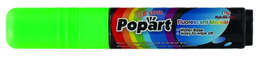 Winco MBPM-G 15g Ink Capacity Neon Marker 1/16 Inch Chisel Tip Neon Green