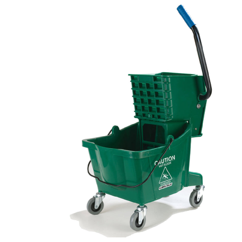 Carlisle 3690809 26 Qt with Side Press Wringer Mop Bucket Combo Green Polyethylene