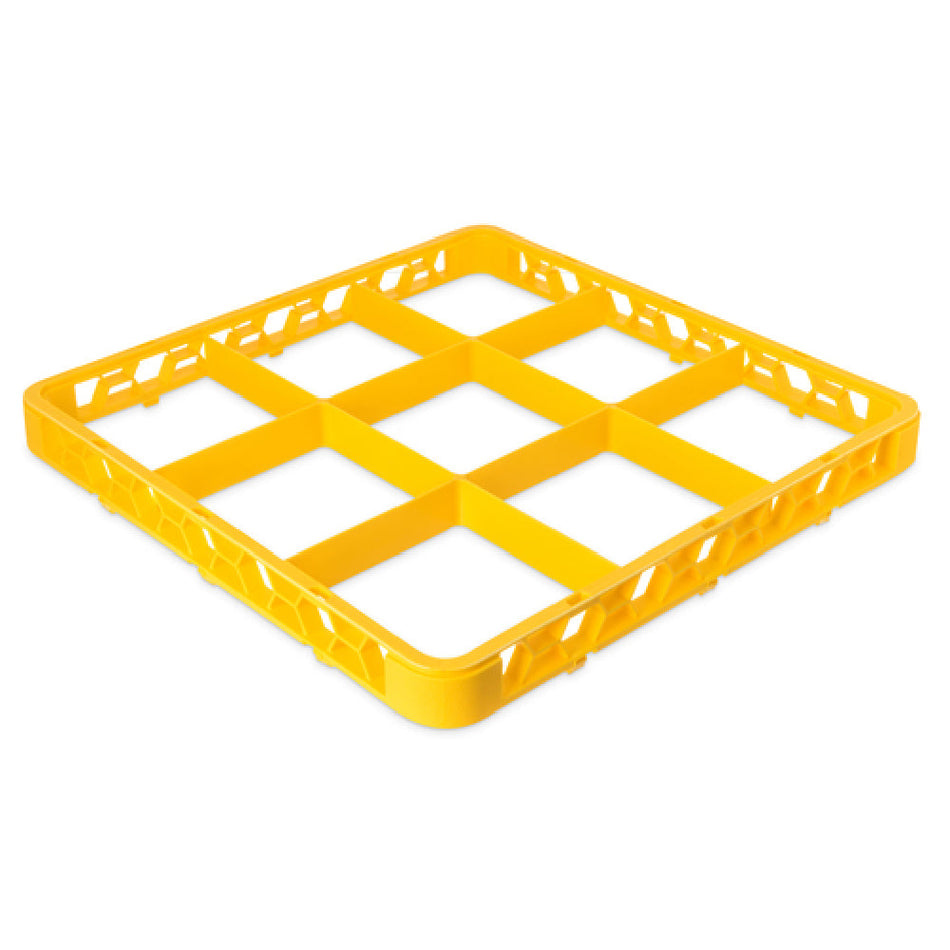 Carlisle RE9C04 Full Size Divided Glass Rack Extender 9 Compartments Yellow Polypropylene with Textured Finish
