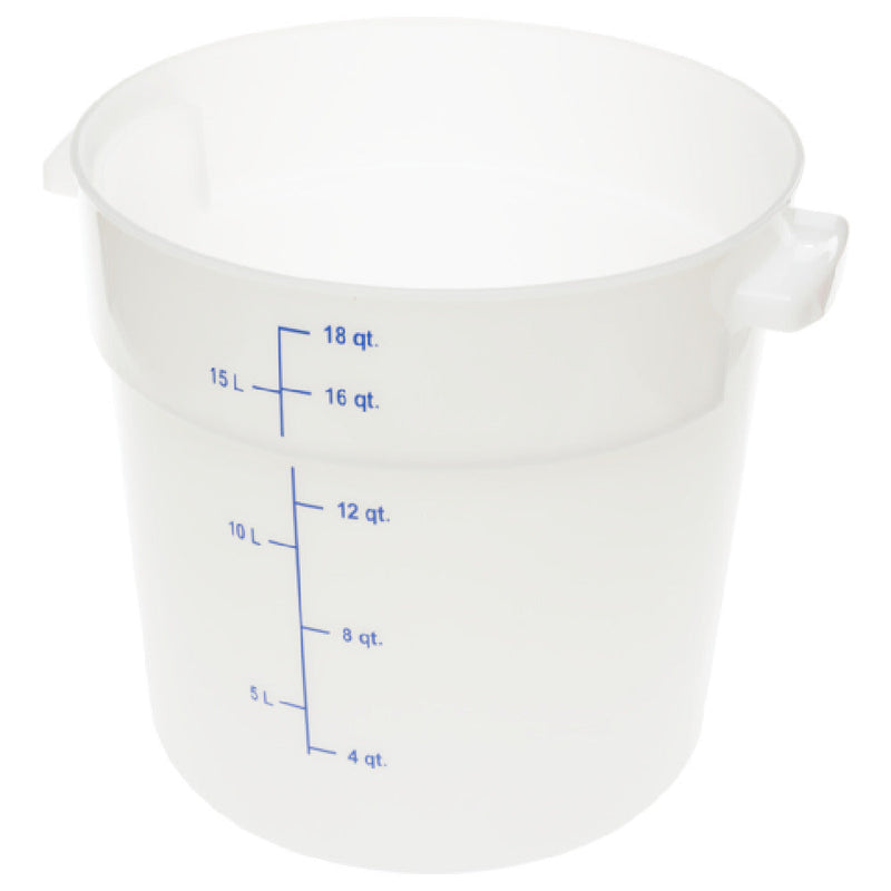 Carlisle 1097802 18 Quart Food Storage Container Round with Handles Polycarbonate White