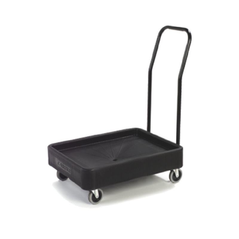Carlisle XDL3000H03 28 Inch Platform Heavy Duty Food Carrier Dolly with Push Handle Black Polyethylene