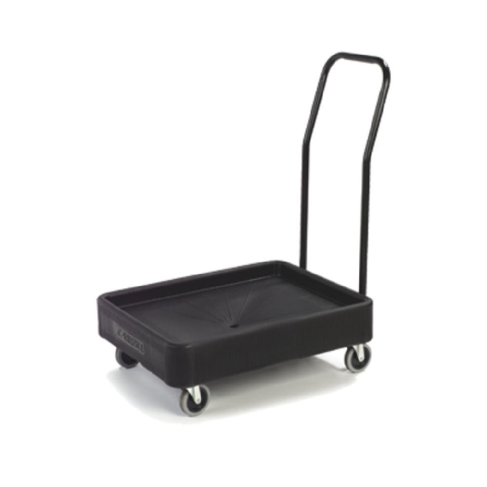 Carlisle XDL3000H03 28 Inch Platform Heavy Duty Food Carrier Dolly with Push Handle Black Polyethylene