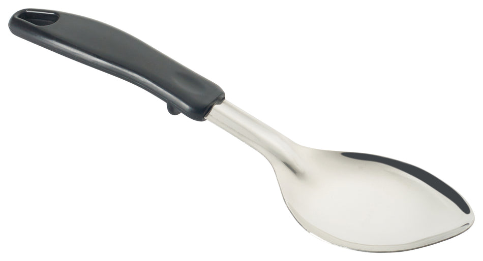 Winco BHOP-11 11 Inch Solid Basting Spoon with Black Polypropylene Handle Stainless Steel