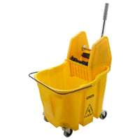 Carlisle 35 Quart Mop Bucket with Down-Press Wringer - Yellow