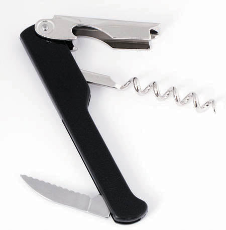 Winco CO-712 Corkscrew Metal Blade Black Handle Ergonomic Design