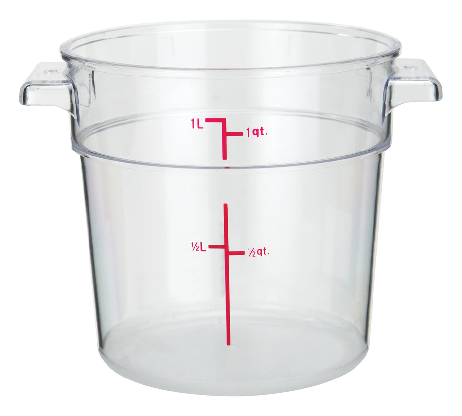 Winco PCRC-1 Round Storage Container, Clear Polycarbonate - 1 Quart