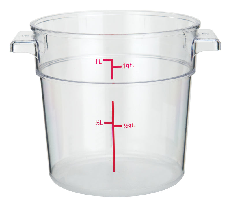 Winco PCRC-1 1 Quart Round Food Storage Container Polycarbonate Clear