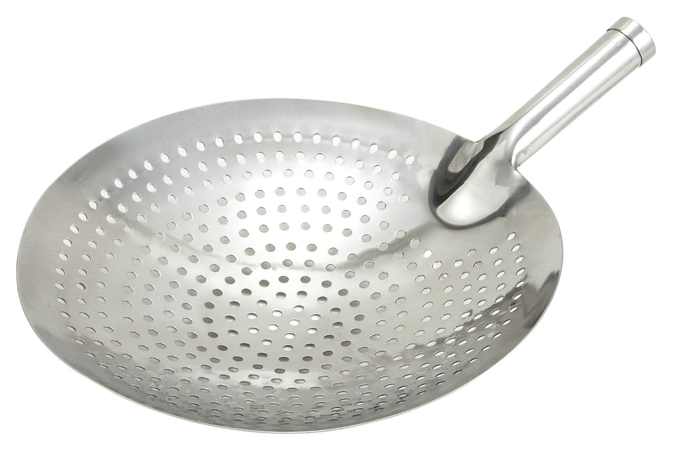 Winco SC-12 12 Inch Diameter Perforated Skimmer Stainless Steel with Ergonomic Handle