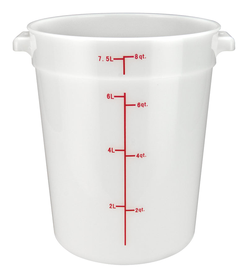 Winco PPRC-8W 8 Quart Round Storage Container with Built-in Handles Polypropylene White