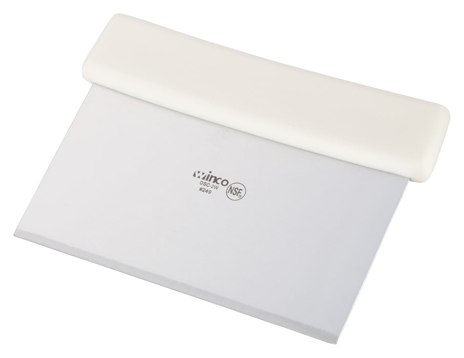 Winco DSC-2W 6 Inch Dough Scraper Stainless Steel Blade with White Plastic Handle
