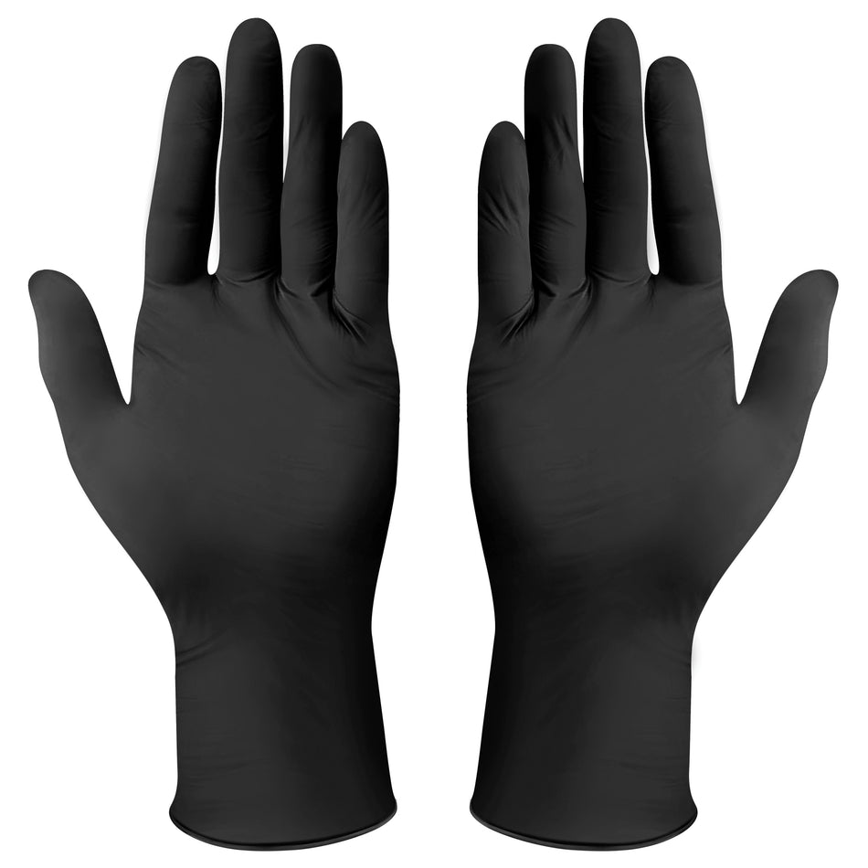 Winco GLN-LB Nitrile Disposable Gloves L Powder-Free Black 3Mil - 100 Count