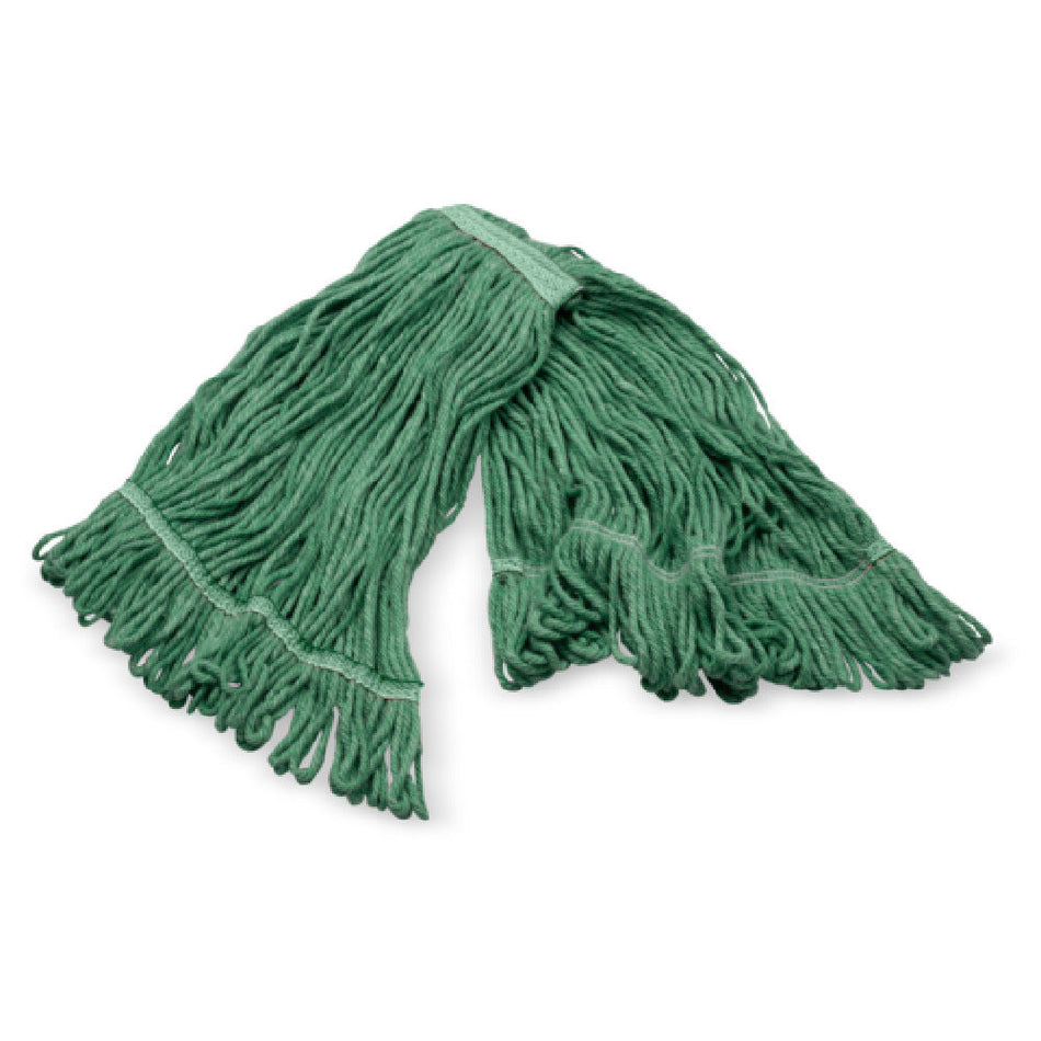 Carlisle 369320M09 Medium Looped End Anti-Microbial Wet Mop Head Green Cotton Synthetic