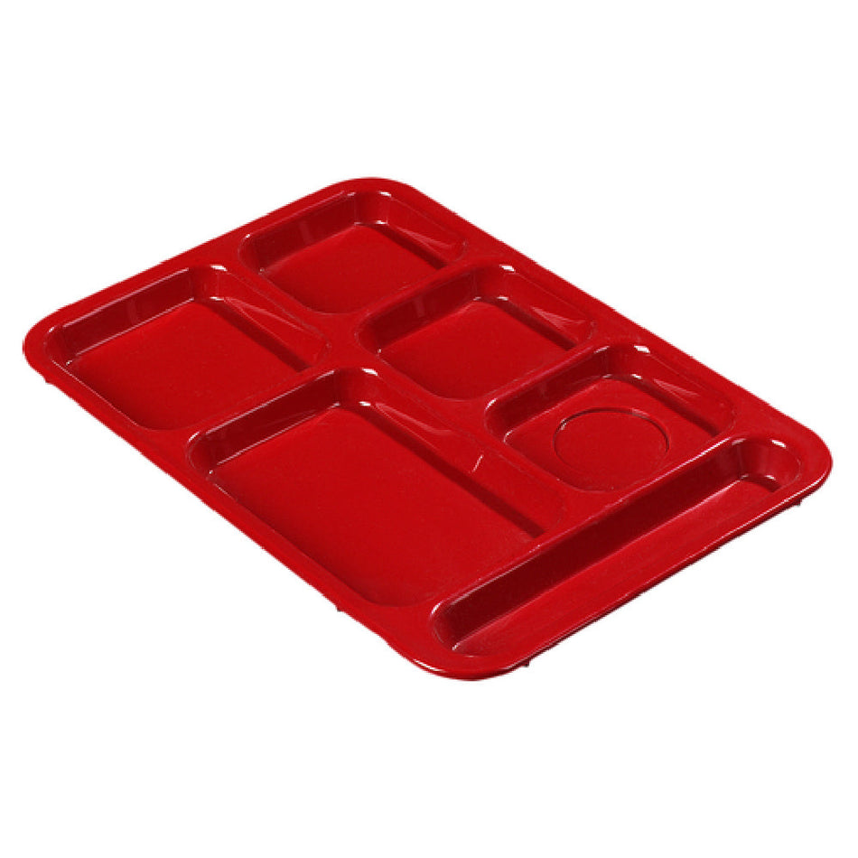 Carlisle 614R05 14-3/8 Inch x 10 Inch Right-handed Tray Red ABS Plastic with 6 Compartments