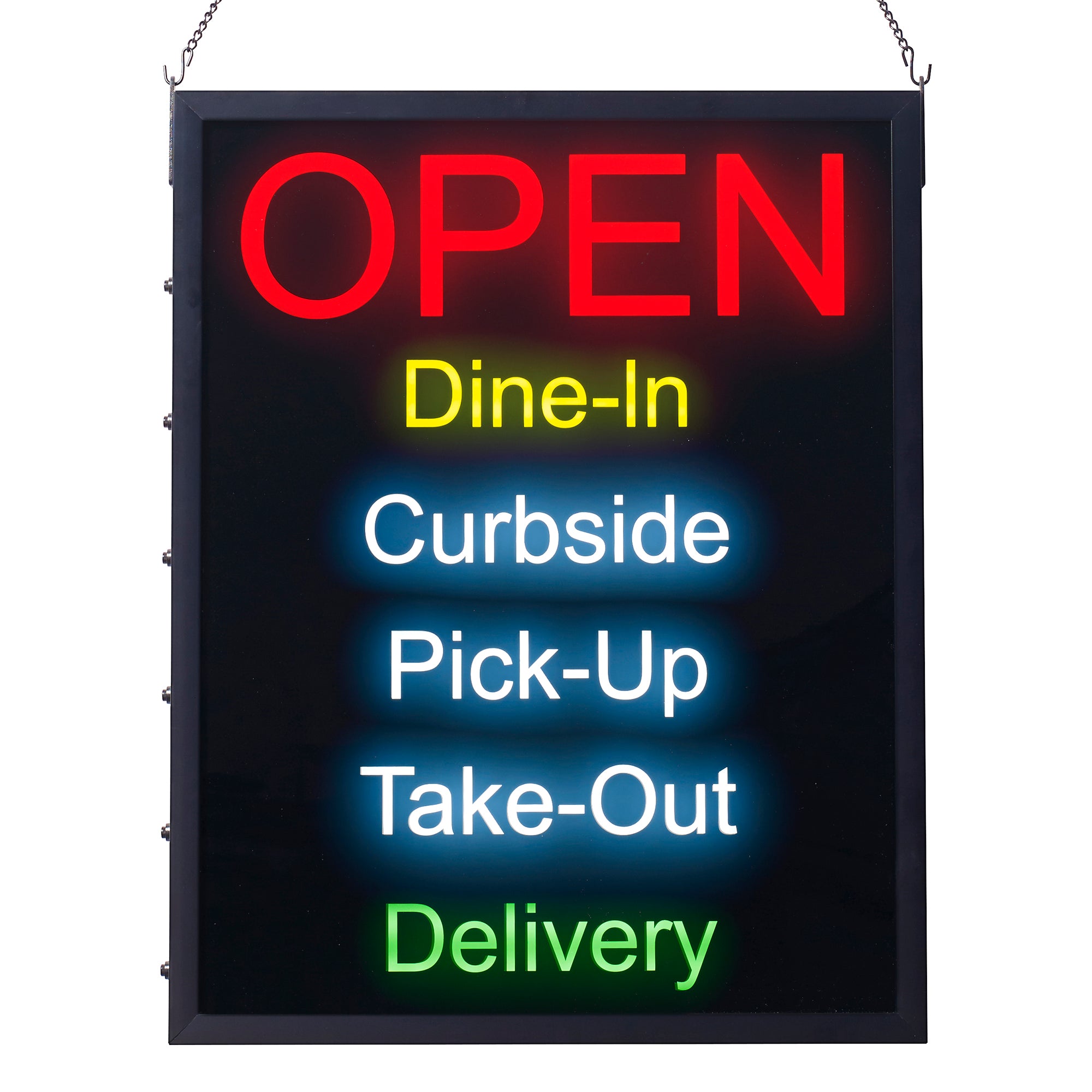 Winco LED-20 19 Inch LED Sign Rectangular Open Dine-In Curbside ...