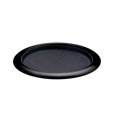 Non-Slip Removable Insert 11 in. Small Round Serving Tray in Black Onyx