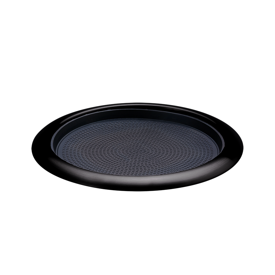 Non-Slip Removable Insert 11 in. Small Round Serving Tray in Black Onyx