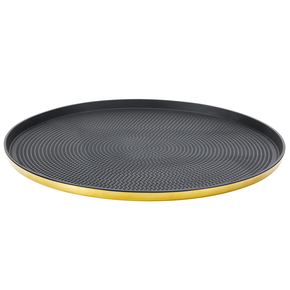 Modern Edge Large 14" Round Serving Tray in Vintage Gold