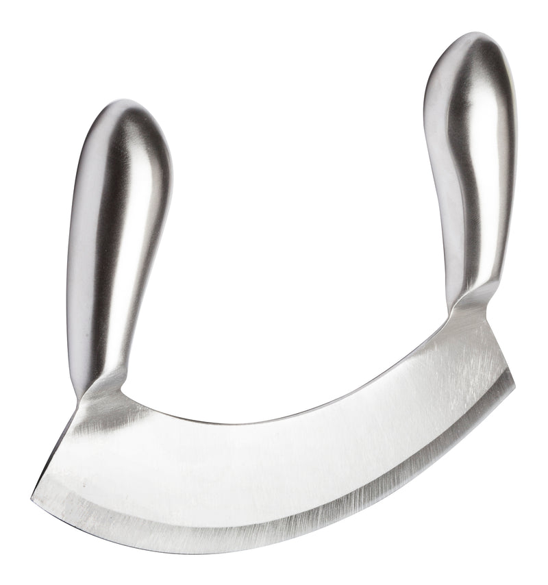 Winco KCC-3 6-9/10 Inch Blade Single Blade Mezzaluna Knife with Handle Stainless Steel