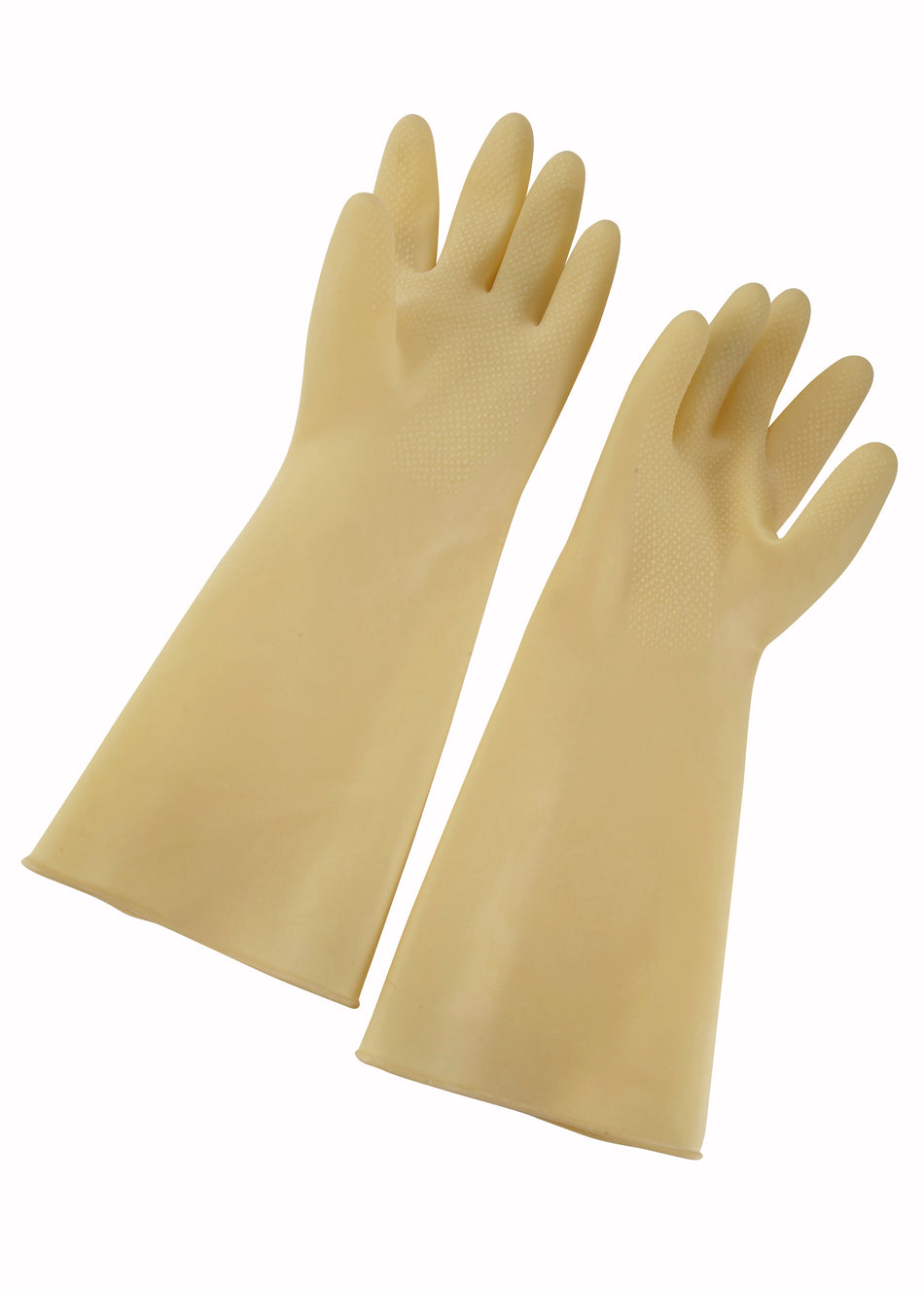 Winco NLG-916 Medium Gloves Yellow Natural Latex for Cleaning and Dishwashing