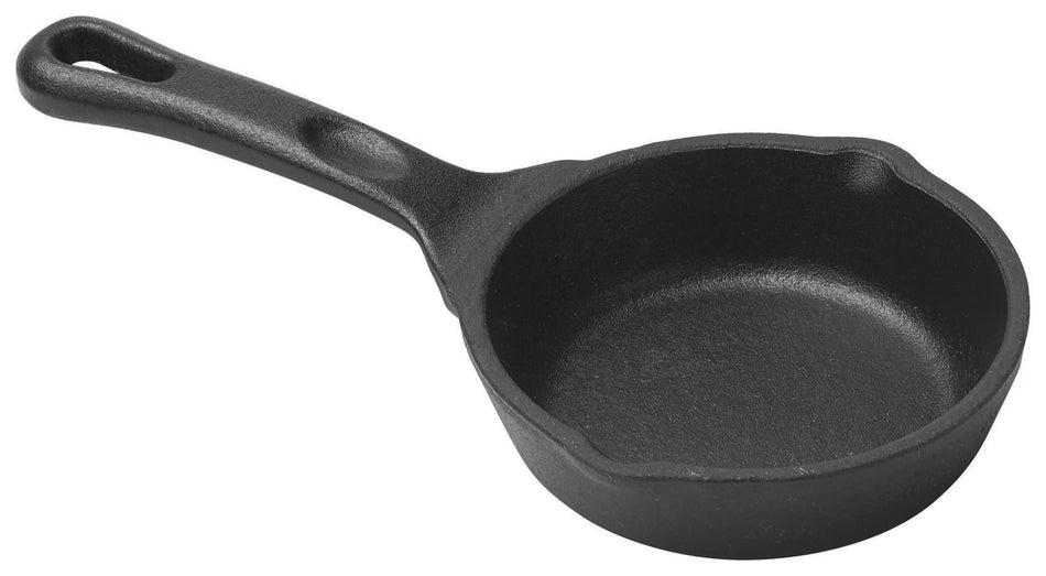 Winco CAST-3 3 Oz Round Mini Induction Skillet Cast Iron Matte Black Enamel