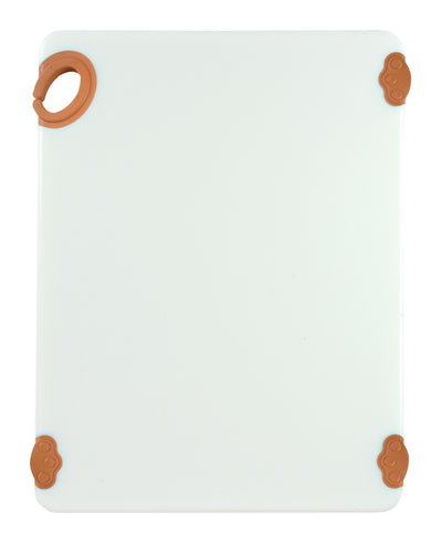 Winco CBN-1520BN 15 Inch Brown Rectangular Cutting Board with Rubber Grip Hook
