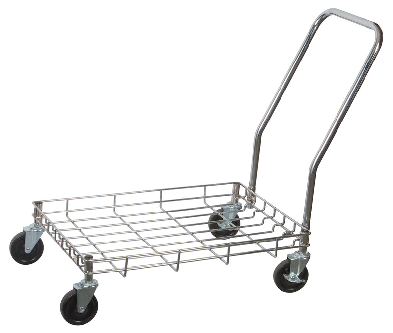 Winco 18-1/4" Wire Dough Box Dolly with Handle - Heavy-Duty Mobility