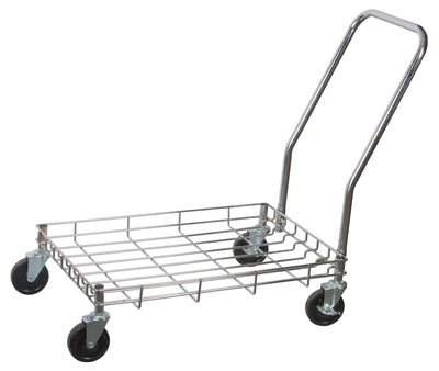 Winco 18-1/4" Wire Dough Box Dolly with Handle - Heavy-Duty Mobility