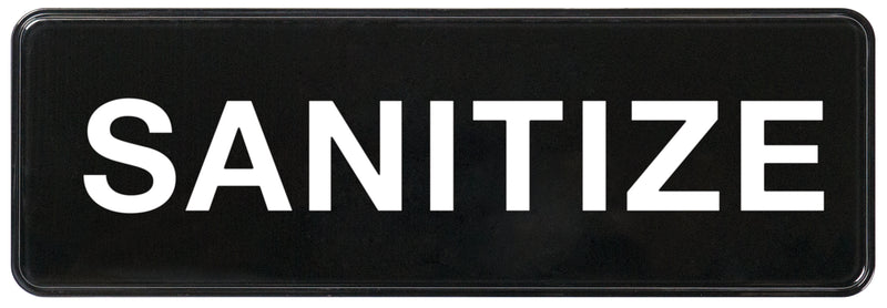 Winco SGN-329 9 Inch SANITIZE Information Sign Compliance Sign Black and White