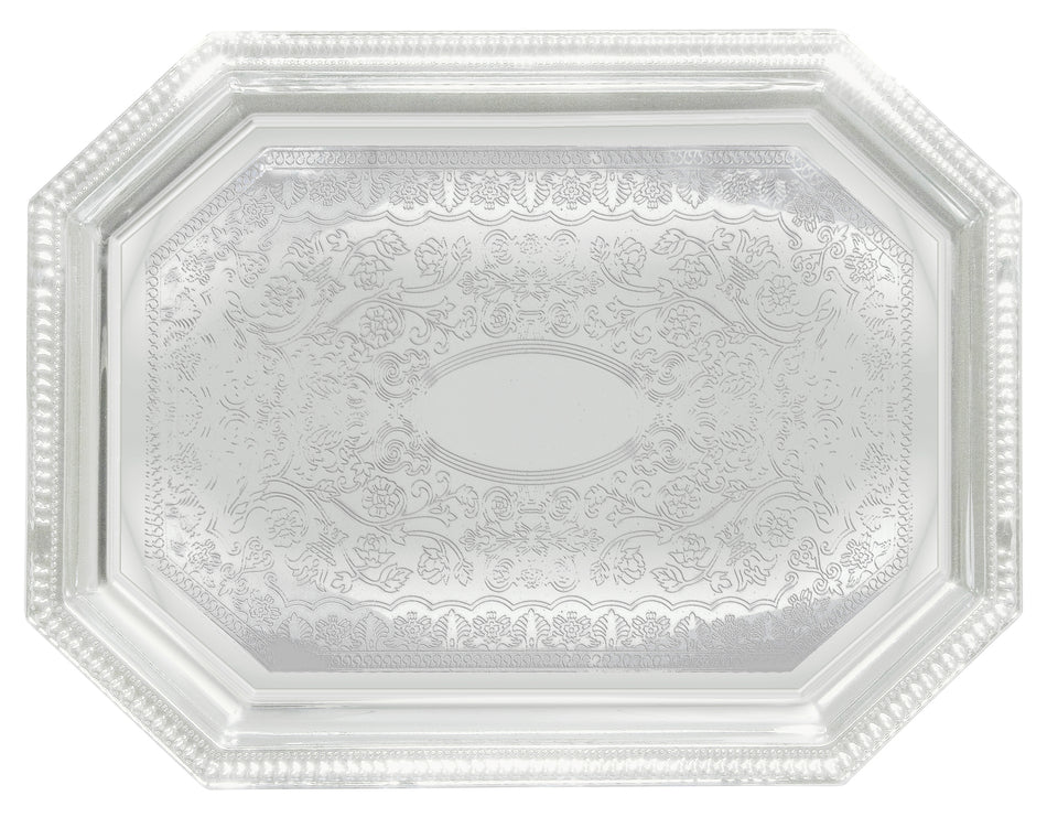 Winco CMT-1217 17 Inch Chrome Plated Octagonal Serving Tray with Gadroon Edge